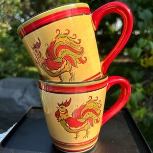 Pair of Rafeal Rooster mugs